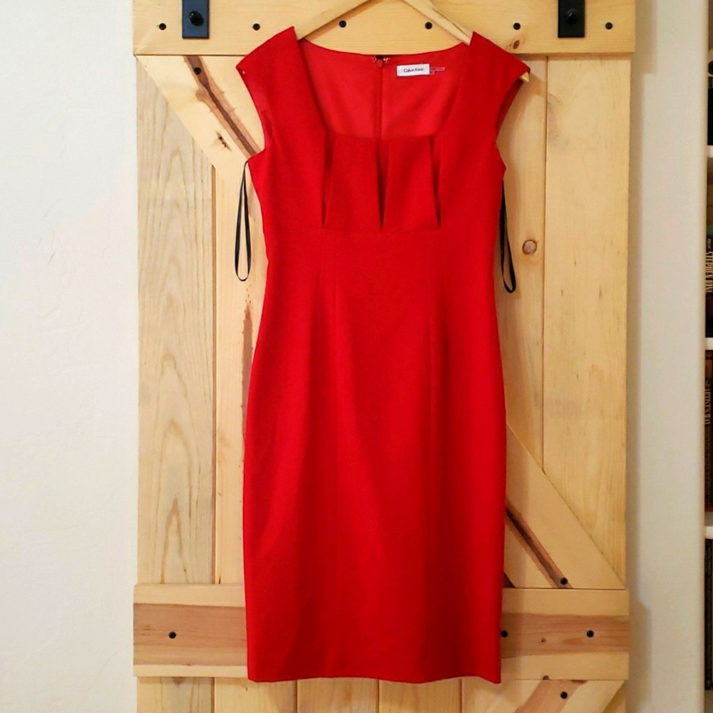 Calvin Klein Red Sleeveless Sheath Dress Size 4